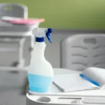 front view cleaning solution school bench