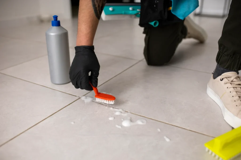 man doing professional home cleaning service